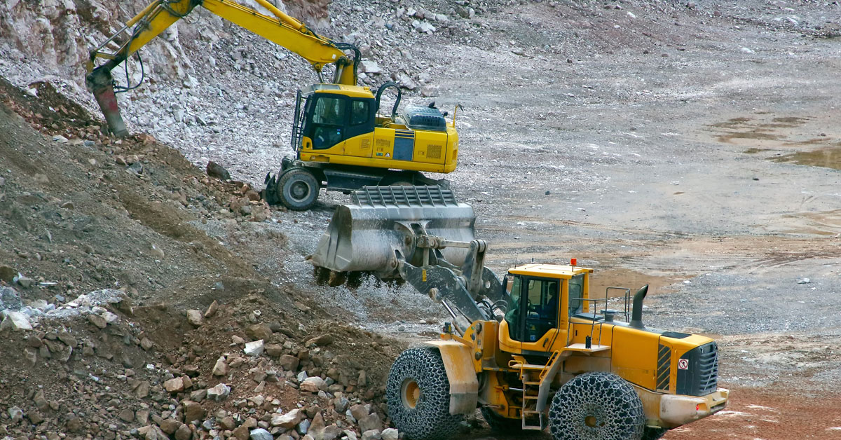 Diggers in a quarry