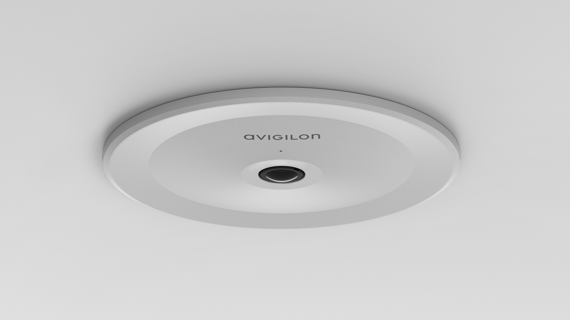 Avigilon H5A Fisheye Camera, In-Ceiling Mount (side 3_4 view installed)