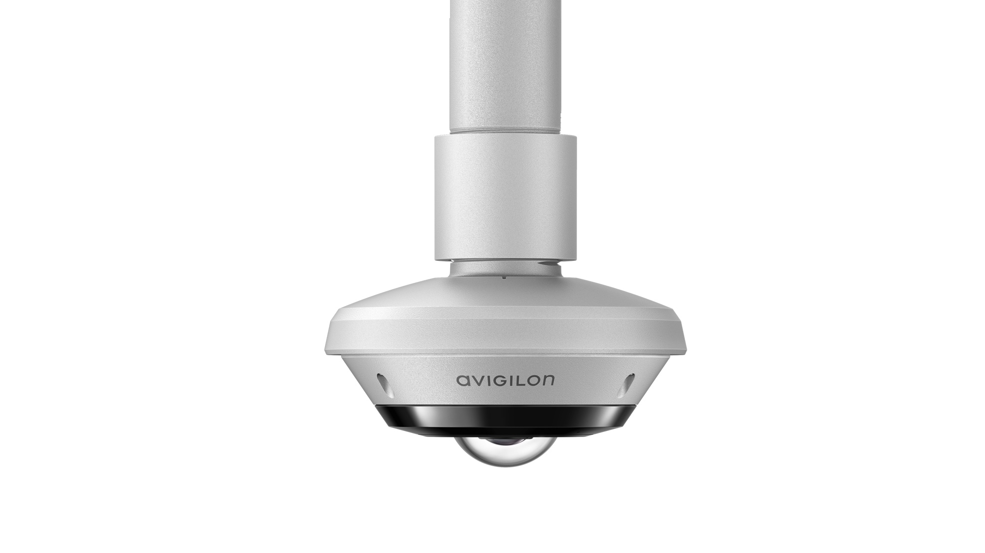 Avigilon H5A Fisheye Camera, Surface Mount with Pole (side view)